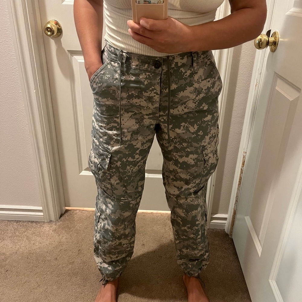 cargo army print pants